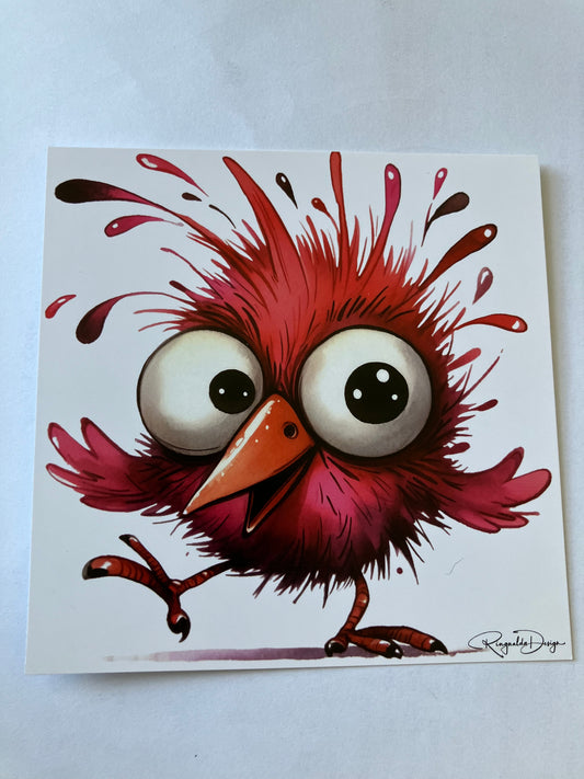 Kaart met vogel - rood