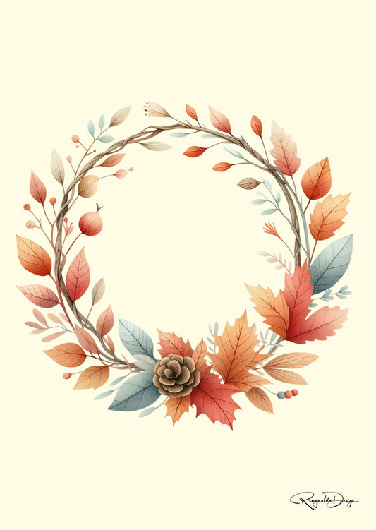 Kaart Herfst bloemenkrans