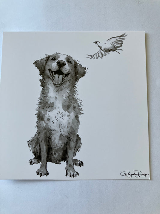 Kaart met hond - vriendjes