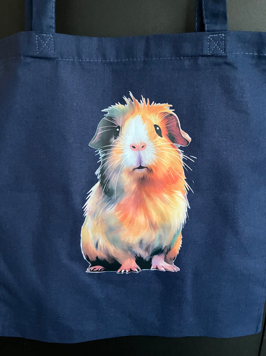 Leinentasche mit Meerschweinchen-Aufdruck