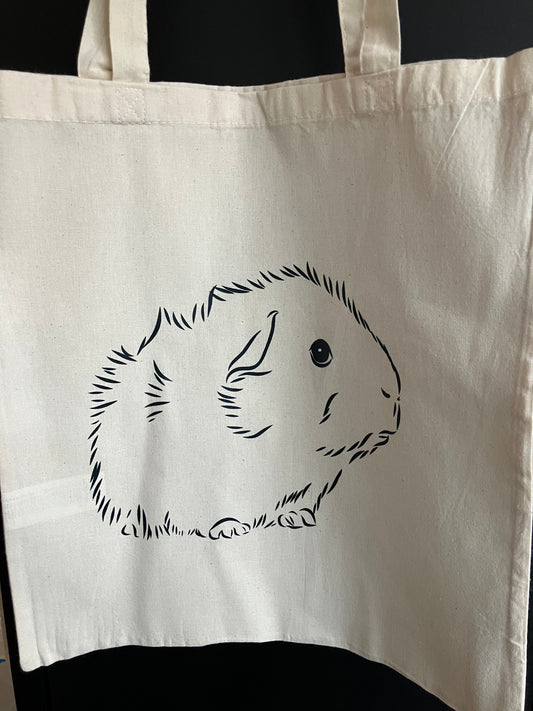 Leinentasche mit Meerschweinchen-Aufdruck