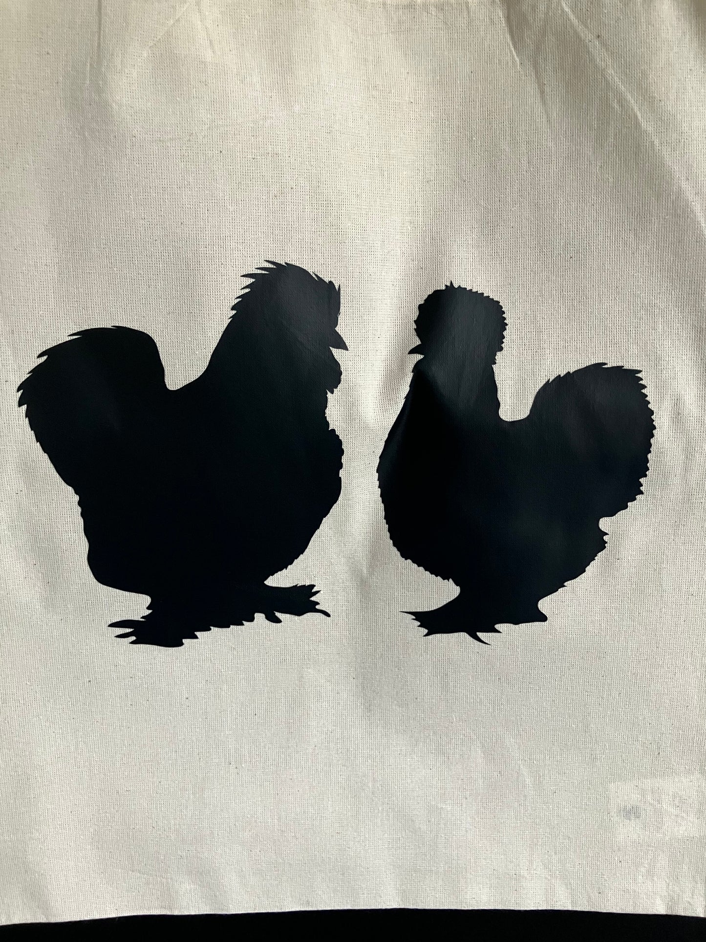 Linnen tas Zijdehoen zwart, witte tas