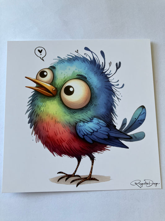 Kaart met vogel - hartje