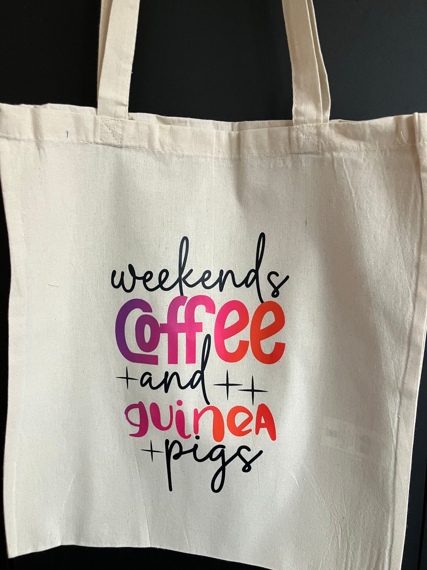 Linnen tas cavia & coffee tekst