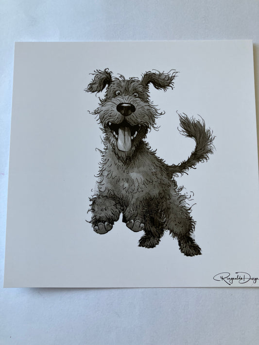 Kaart met hond - springinhetveld