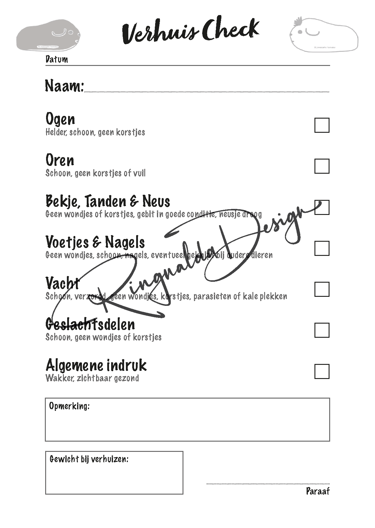 Digitaal ~ Verhuis-check cavia